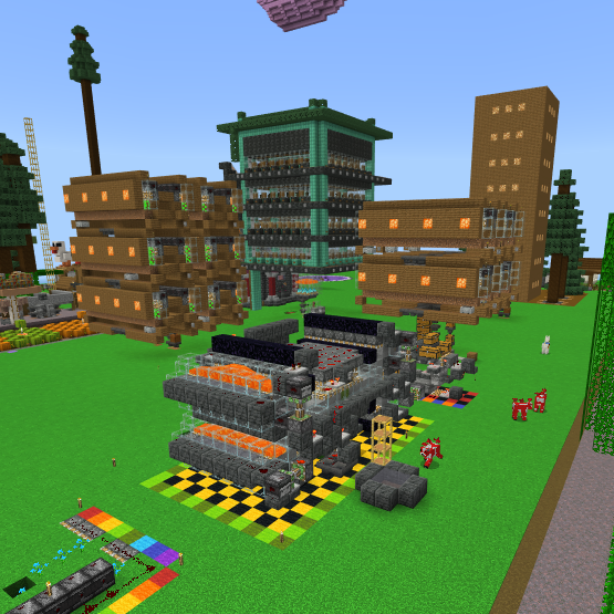 Industrial area with automatic redstone farms